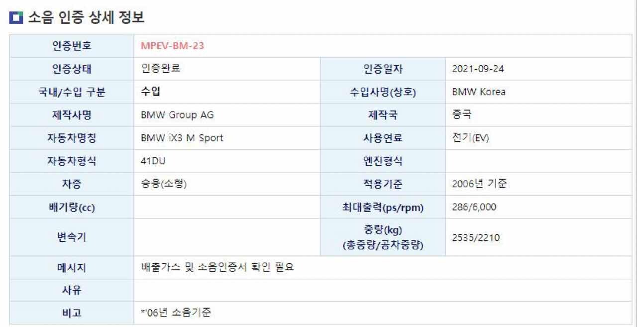 [BMW 뉴스] iX3 국내 인증 통과~  이미지4