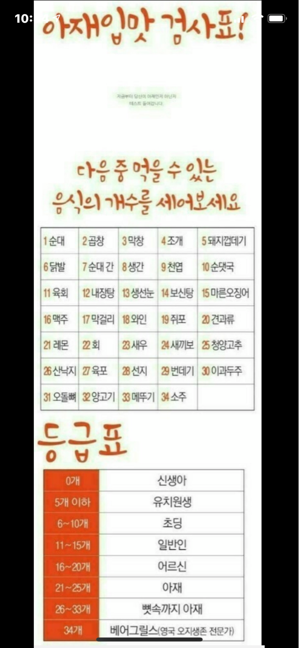 쉬어가는 페이지(아재 입맛 테스트) 게시글 썸네일