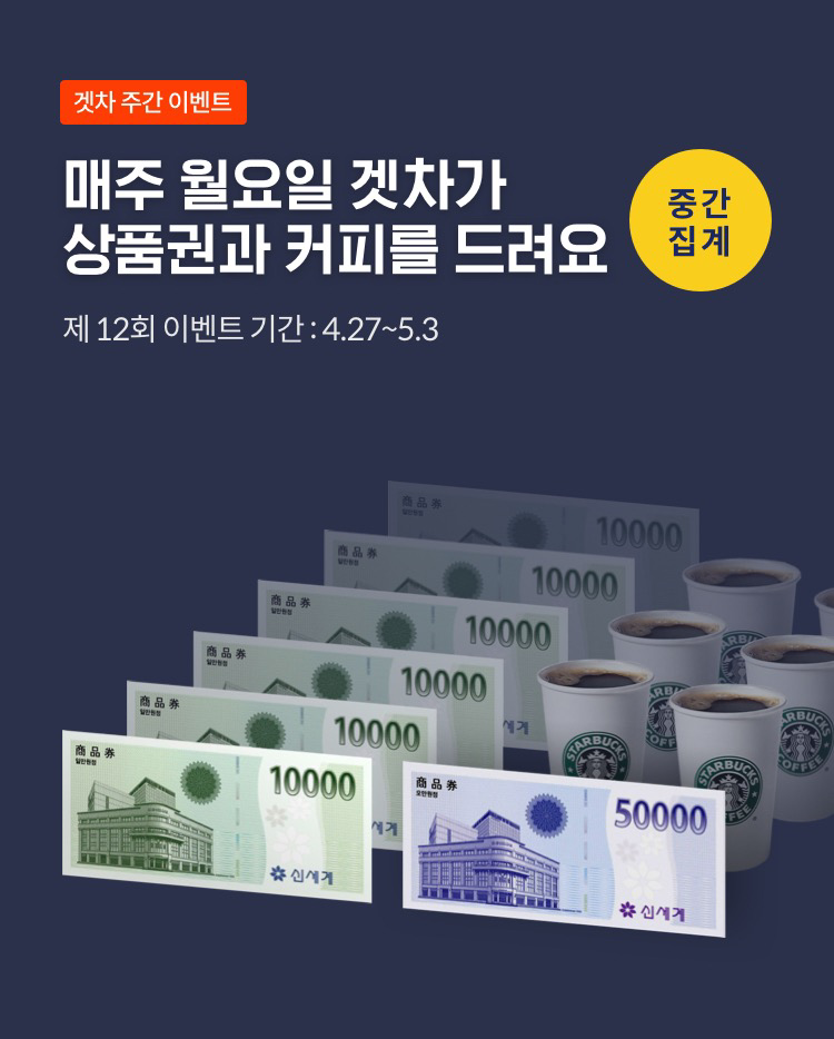 제12회 겟차위클리어워드 중간 집계 결과 공개! 게시글 썸네일