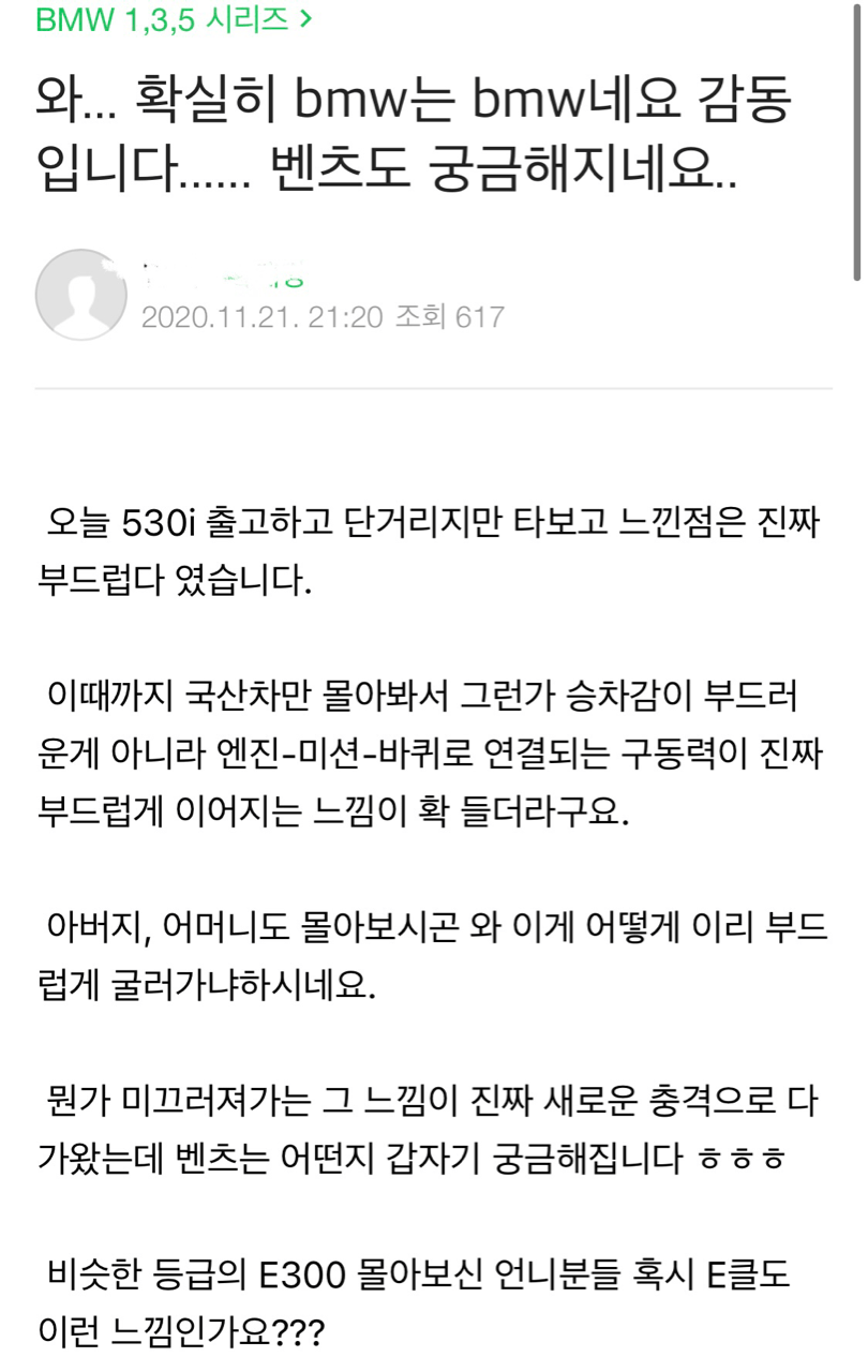 BMW 530i vs.벤츠e300 (2개 실소유주 견해) 이미지1