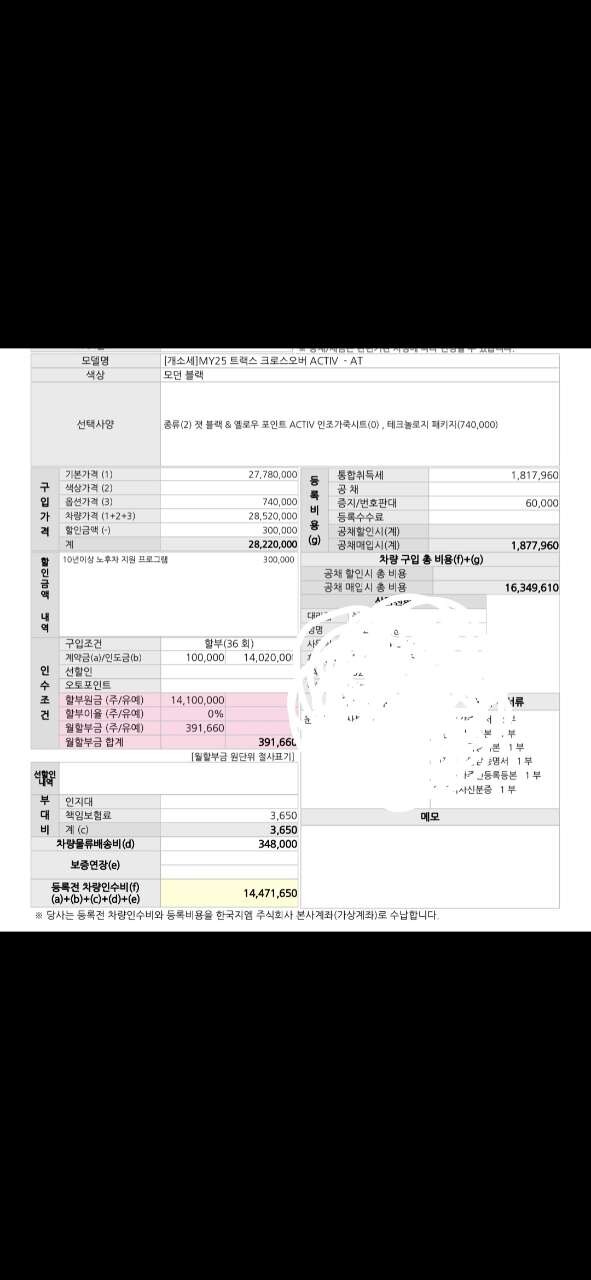 트랙스 크로스오버 견적 게시글 썸네일