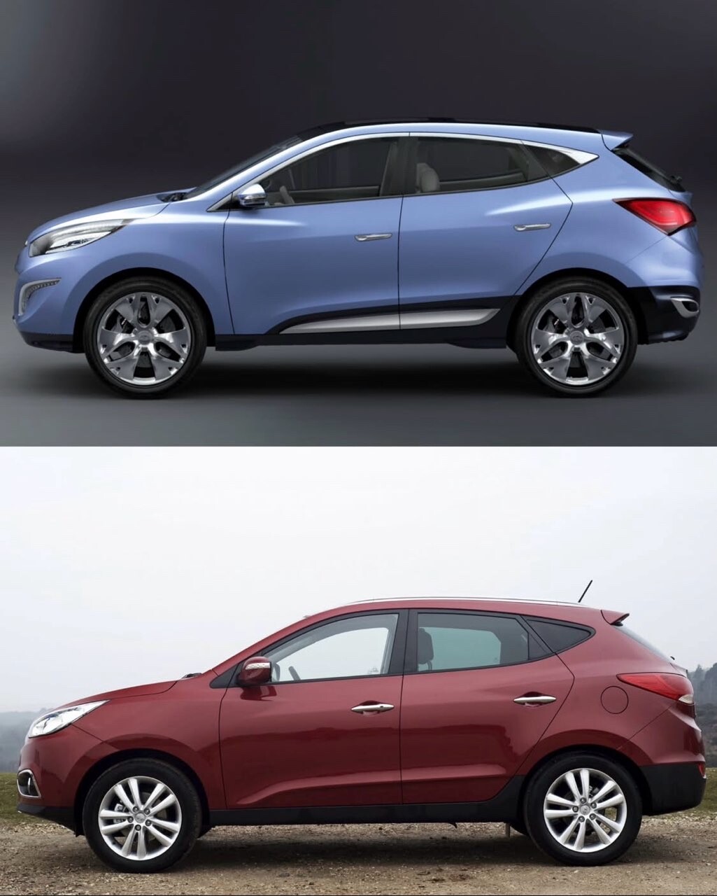 현대 투싼 ix 의 컨셉vs양산 비교 썸네일