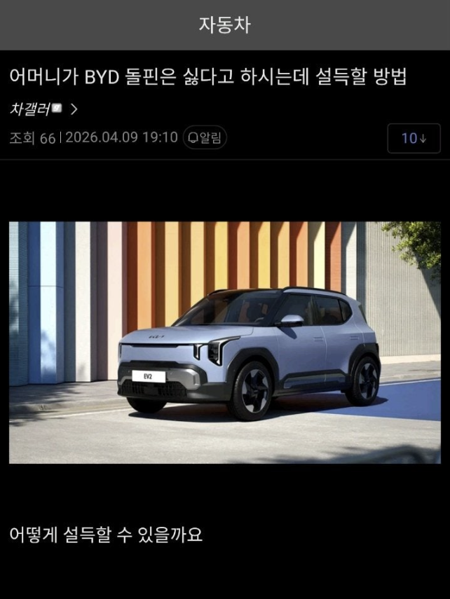 어머니가 BYD 차 싫다고 하는데 설득할 방법좀) DC펌  게시글 썸네일