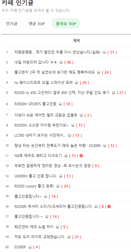 자동차 동호회 중에서 가장 평화로운 곳 (뇌피셜;) 게시글 썸네일